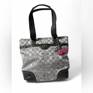 Coach Hampton Signature Jacquard Turnlock Tote Bag